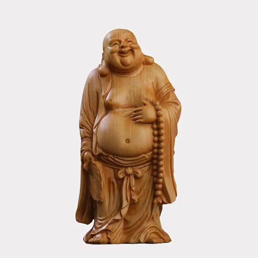 柏木彫刻布袋様 Amazon｜布袋様の置物 天然 崖柏木 12cm 木彫りの布袋様 仏像
